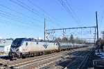 Amtrak NER Train # 155 approaching its stop at Princeton Jct Station with ACS-64 # 654 on the point 